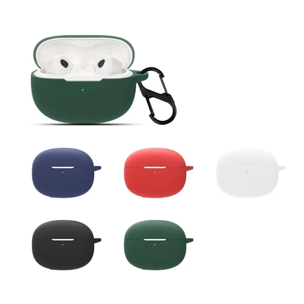 For Xiaomi Buds 3T Pro Bluetooth-compatible Earphone Soft Silicone Case Drop-proof Protective Cover with Anti-lost Buckle - Blackish Green - 7
