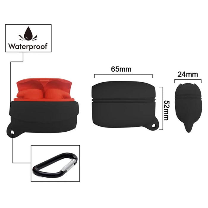For Jabra Elite Active 65t Soft Silicone Sleeve Bluetooth-compatible Earphones Protective Case, with Anti-lost Buckle - Red - 4