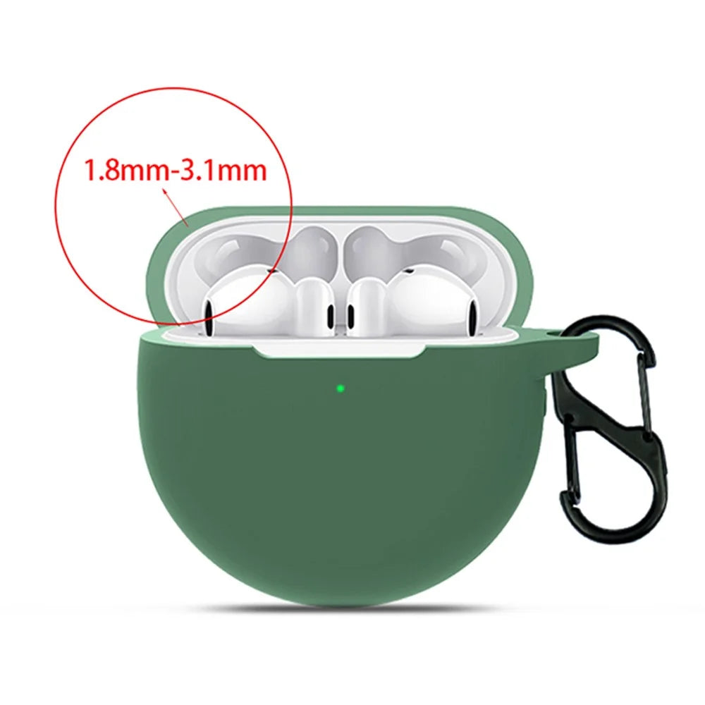 Waterproof Silicone Case for Huawei FreeBuds 4 / 4E Earphone Protective Cover with Hook - Blackish Green - 3