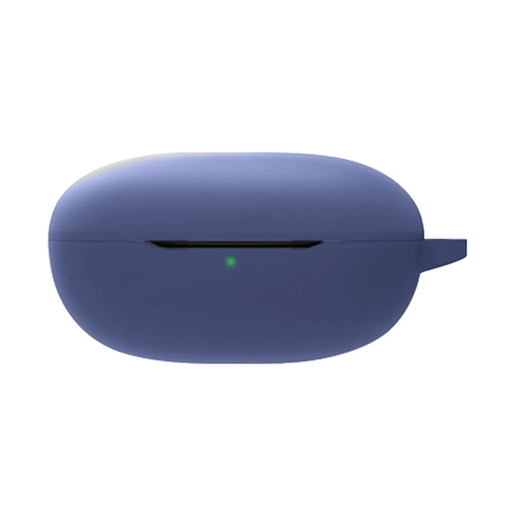 Scratch Resistant Case for Realme Buds Q Wireless Earbuds Protector with Anti-Lost Buckle Bluetooth-compatible Headset Silicone Cover - Dark Blue - 1