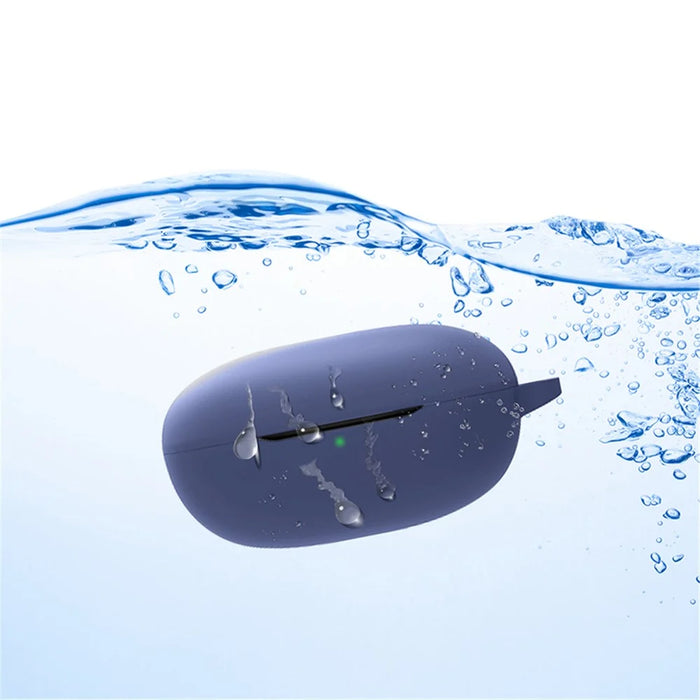 Scratch Resistant Case for Realme Buds Q Wireless Earbuds Protector with Anti-Lost Buckle Bluetooth-compatible Headset Silicone Cover - Dark Blue - 4