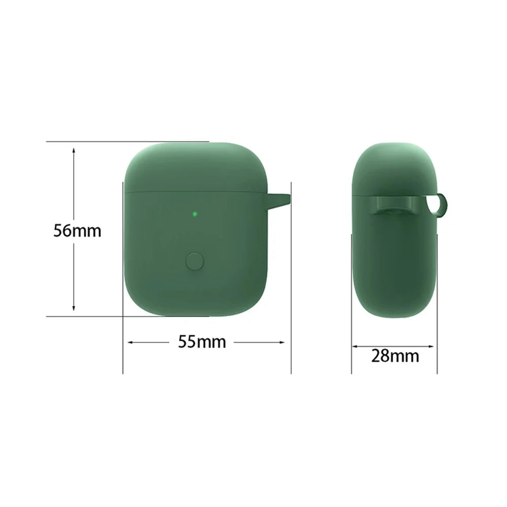 For Realme Buds Air Neo TWS Headset Silicone Case Bluetooth-compatible Earbuds Protective Cover with Anti-Lost Buckle - Blackish Green - 4