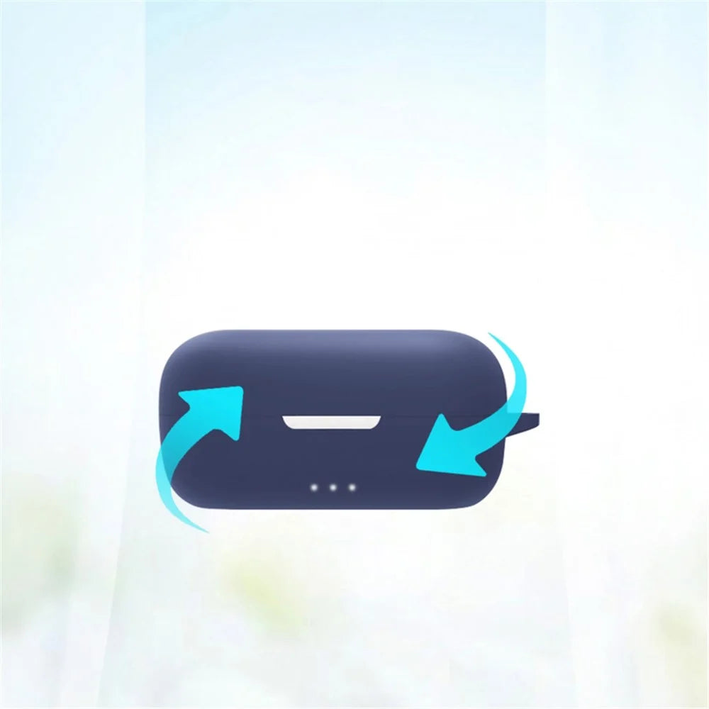 Shockproof Case for JBL UA Streak Wireless Headset Protector with Anti-Lost Buckle Bluetooth-compatible Earbuds Silicone Cover - Dark Blue - 6