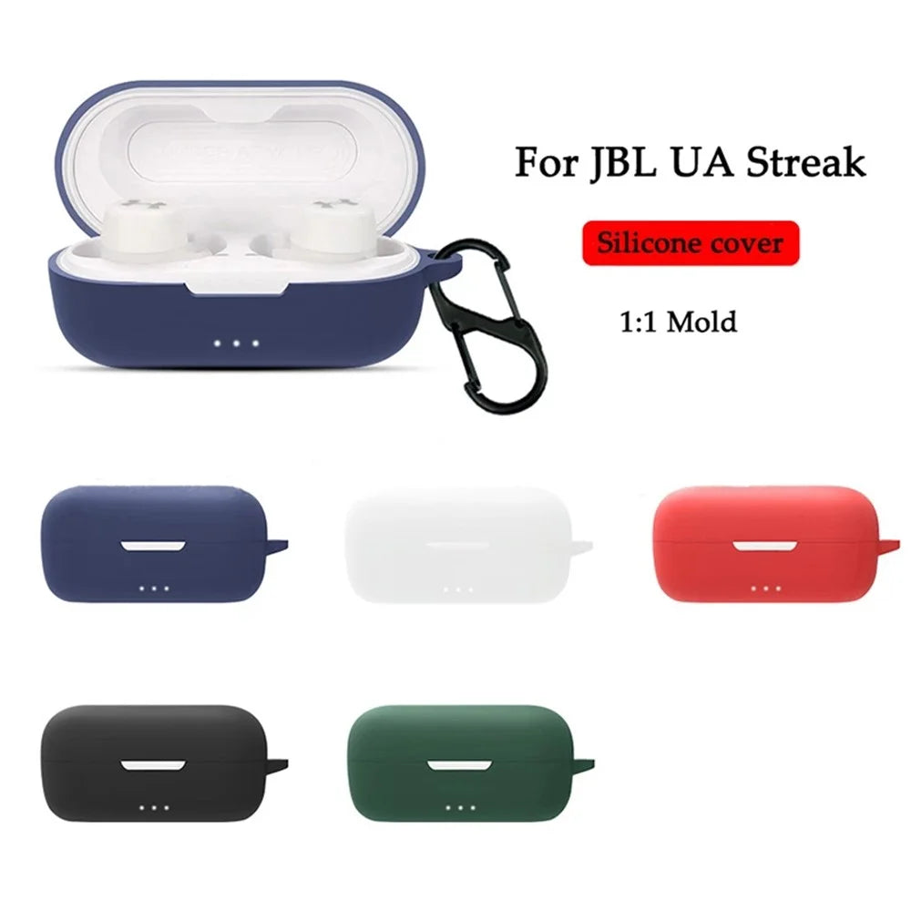 Shockproof Case for JBL UA Streak Wireless Headset Protector with Anti-Lost Buckle Bluetooth-compatible Earbuds Silicone Cover - Dark Blue - 7