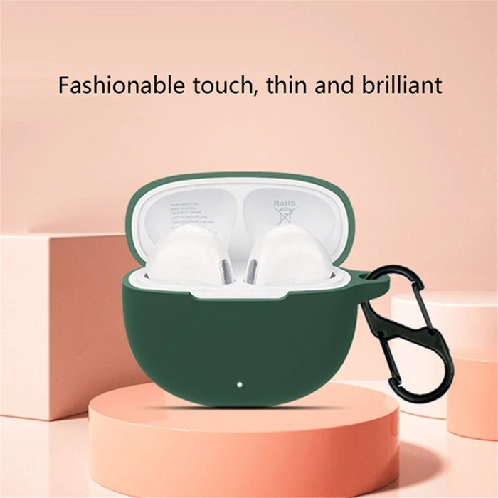 Silicone Case for QCY T20 Bluetooth-compatible Earbuds Cover Drop-Proof Soft Protector with Anti-Lost Buckle - Blackish Green - 2