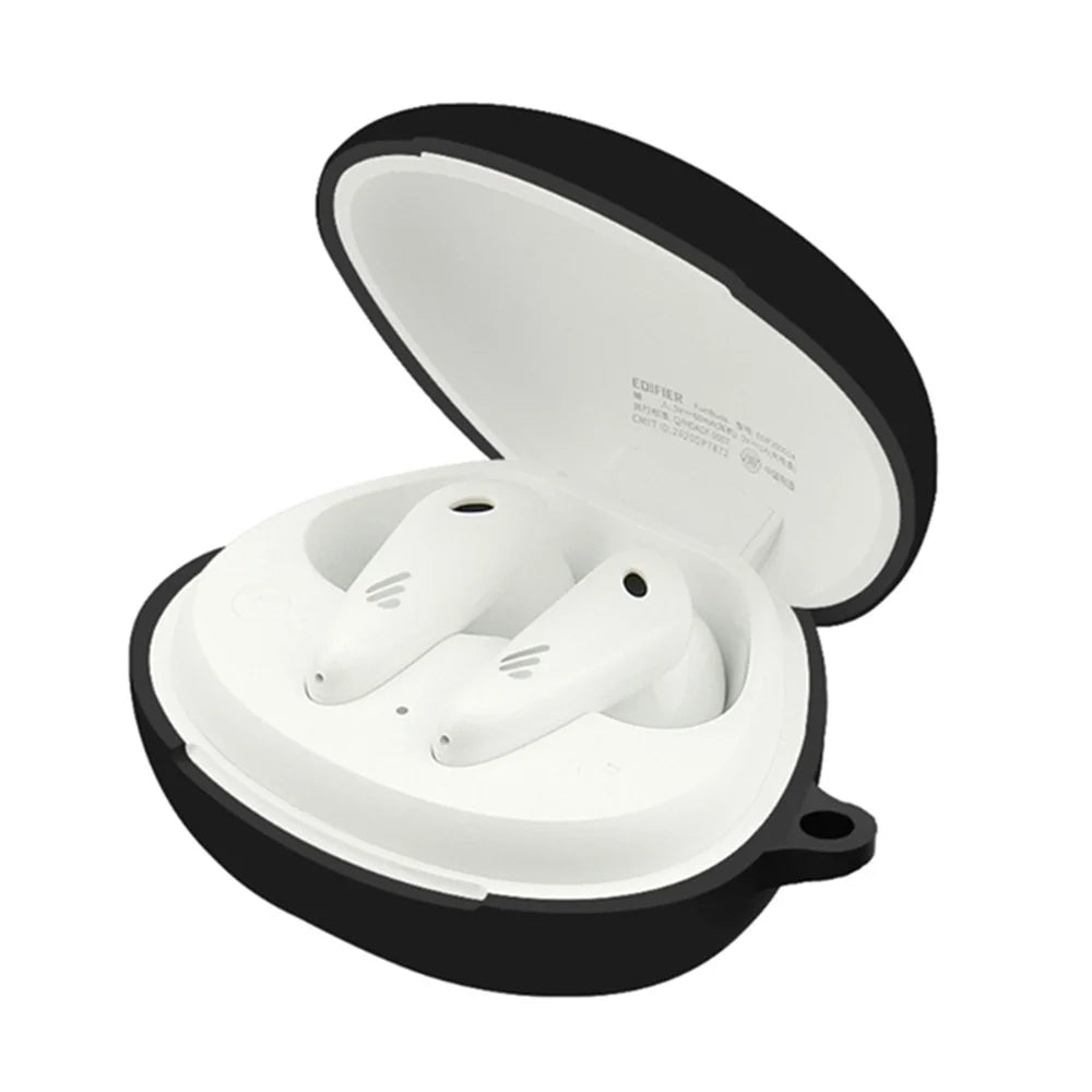 Precise Cutout Silicone Case for Edifier FunBuds Anti-fall Shockproof Earphone Protective Cover with Hook - Black - 1