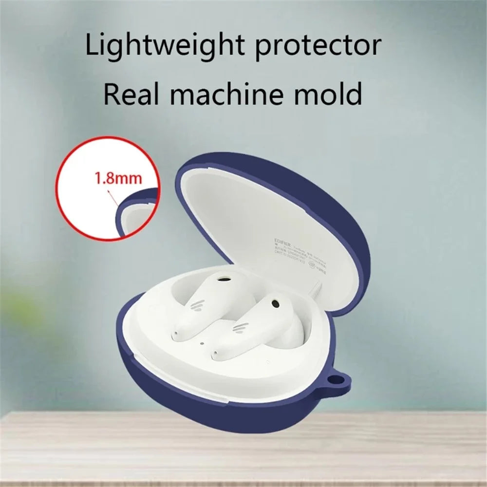 Precise Cutout Silicone Case for Edifier FunBuds Anti-fall Shockproof Earphone Protective Cover with Hook - Black - 6