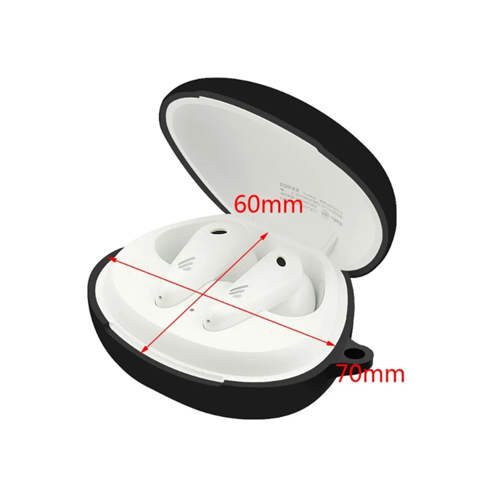 Precise Cutout Silicone Case for Edifier FunBuds Anti-fall Shockproof Earphone Protective Cover with Hook - Black - 7