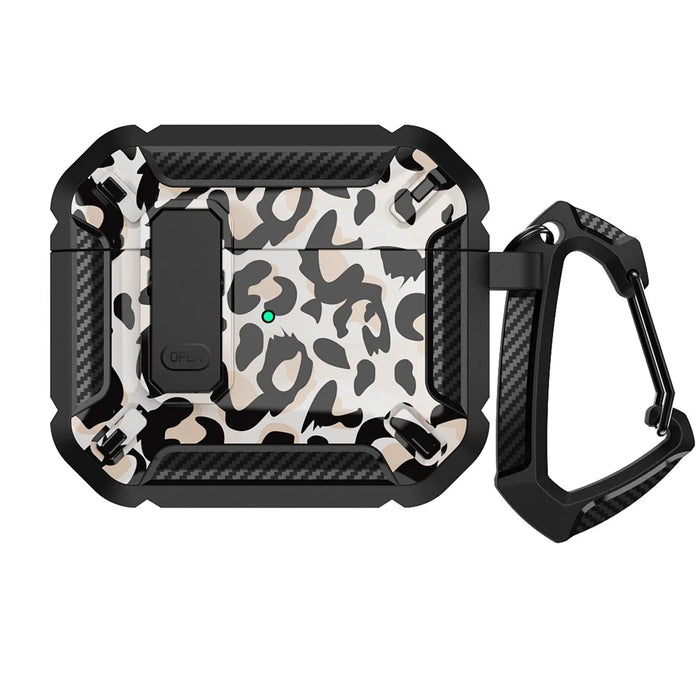 For Apple AirPods 3 Protective Case Portable Earbuds Soft TPU+PC Cover with Buckle - Leopard - 2
