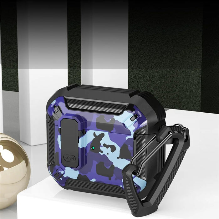 For Apple AirPods 3 Protective Case Portable Earbuds Soft TPU+PC Cover with Buckle - Leopard - 3