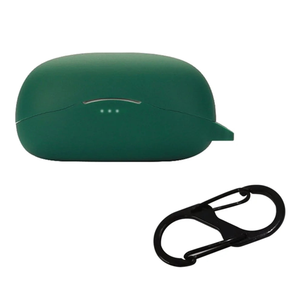 For Earsopen SS900 Bluetooth-compatible Earphones Silicone Case, Anti-scratch Earbuds Protective Cover with Anti-loss Buckle - Blackish Green - 1