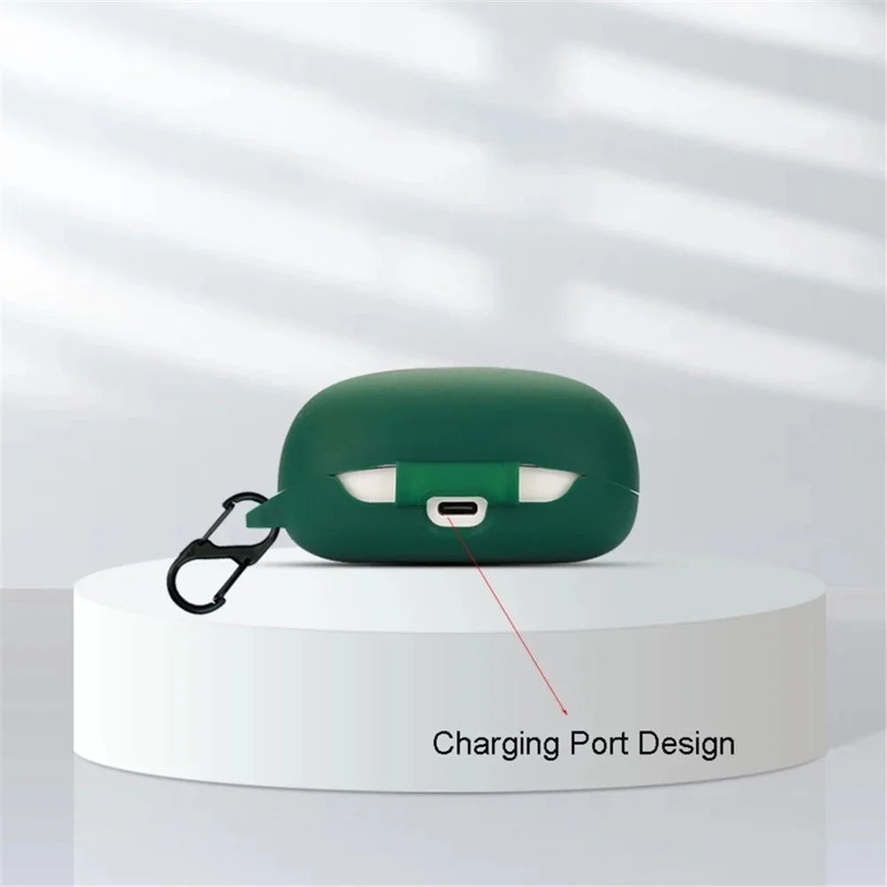 For Earsopen SS900 Bluetooth-compatible Earphones Silicone Case, Anti-scratch Earbuds Protective Cover with Anti-loss Buckle - Blackish Green - 3