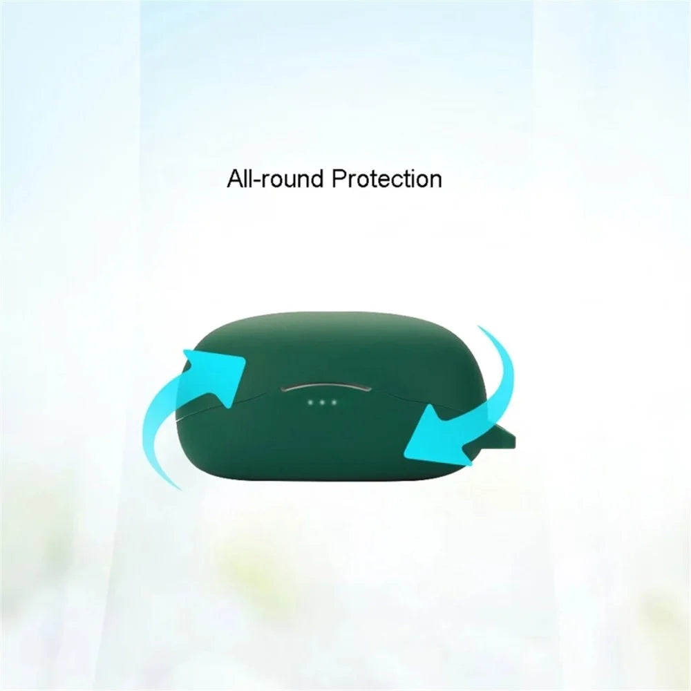 For Earsopen SS900 Bluetooth-compatible Earphones Silicone Case, Anti-scratch Earbuds Protective Cover with Anti-loss Buckle - Blackish Green - 4