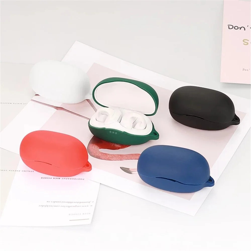 For Earsopen SS900 Bluetooth-compatible Earphones Silicone Case, Anti-scratch Earbuds Protective Cover with Anti-loss Buckle - Blackish Green - 6