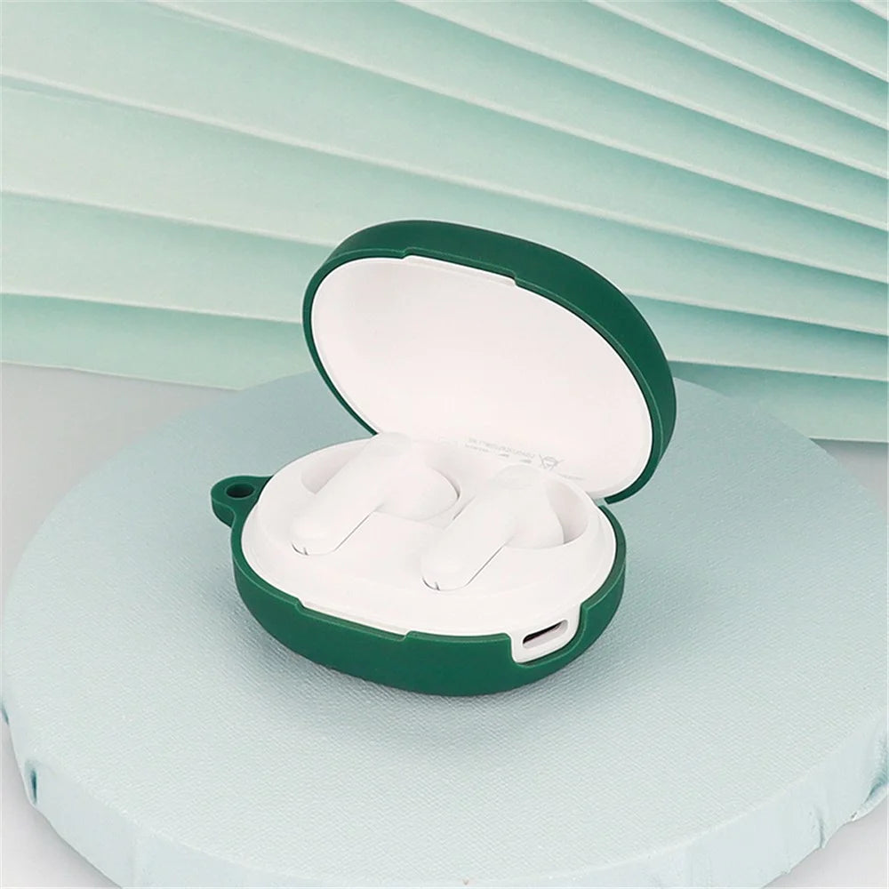 Shockproof Case for Haylou MoriPods Wireless Earbuds Protector with Anti-Lost Buckle Bluetooth-compatible Headset Silicone Cover - Blackish Green - 2