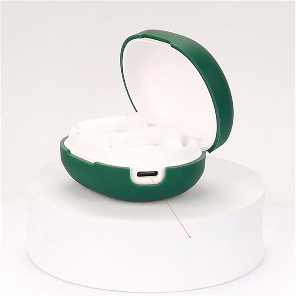Shockproof Case for Haylou MoriPods Wireless Earbuds Protector with Anti-Lost Buckle Bluetooth-compatible Headset Silicone Cover - Blackish Green - 3
