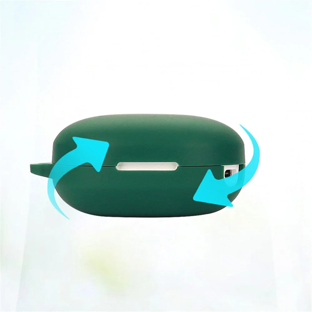 Shockproof Case for Haylou MoriPods Wireless Earbuds Protector with Anti-Lost Buckle Bluetooth-compatible Headset Silicone Cover - Blackish Green - 4