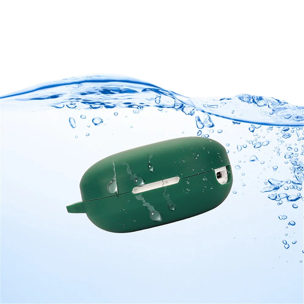 Shockproof Case for Haylou MoriPods Wireless Earbuds Protector with Anti-Lost Buckle Bluetooth-compatible Headset Silicone Cover - Blackish Green - 6