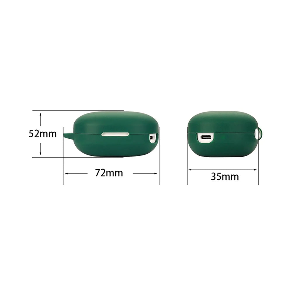 Shockproof Case for Haylou MoriPods Wireless Earbuds Protector with Anti-Lost Buckle Bluetooth-compatible Headset Silicone Cover - Blackish Green - 7