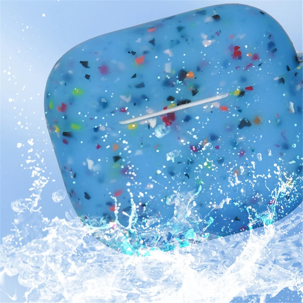 For Apple AirPods 3 Flower Design Earphone Luminous Case Bluetooth-compatible Earbuds Silicone Protective Cover with Anti-lost Carabiner - Luminous Blue - 5