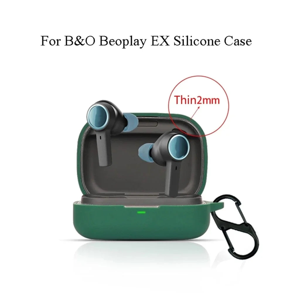 For B&O Beoplay EX Bluetooth-compatible Earphone Anti-drop Silicone Cover Protective Case with Anti-lost Buckle - Blackish Green - 4