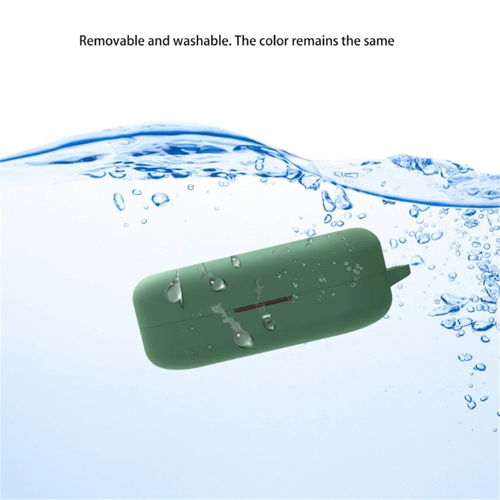 For B&O Beoplay EQ Bluetooth-compatible Earphone Soft Silicone Protective Case Drop-proof Cover with Anti-lost Buckle - Blackish Green - 2