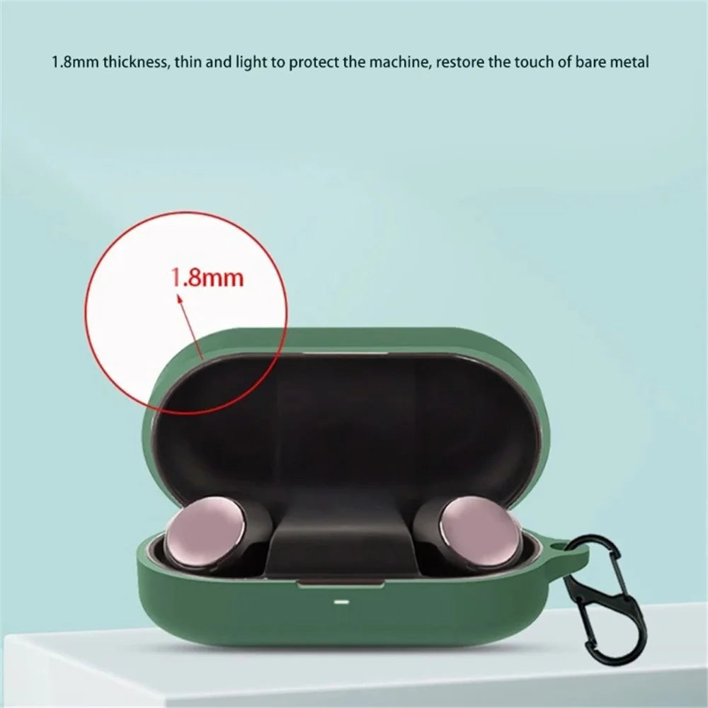 For B&O Beoplay EQ Bluetooth-compatible Earphone Soft Silicone Protective Case Drop-proof Cover with Anti-lost Buckle - Blackish Green - 3