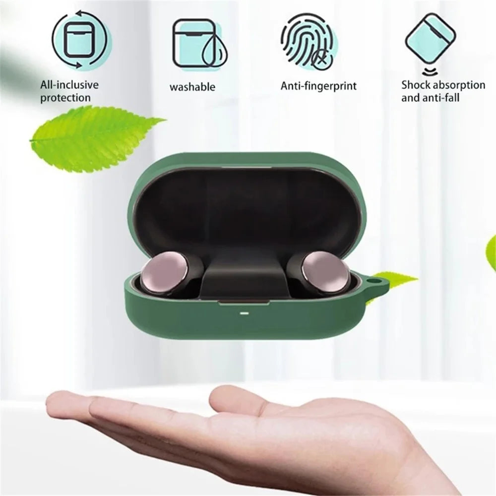 For B&O Beoplay EQ Bluetooth-compatible Earphone Soft Silicone Protective Case Drop-proof Cover with Anti-lost Buckle - Blackish Green - 4