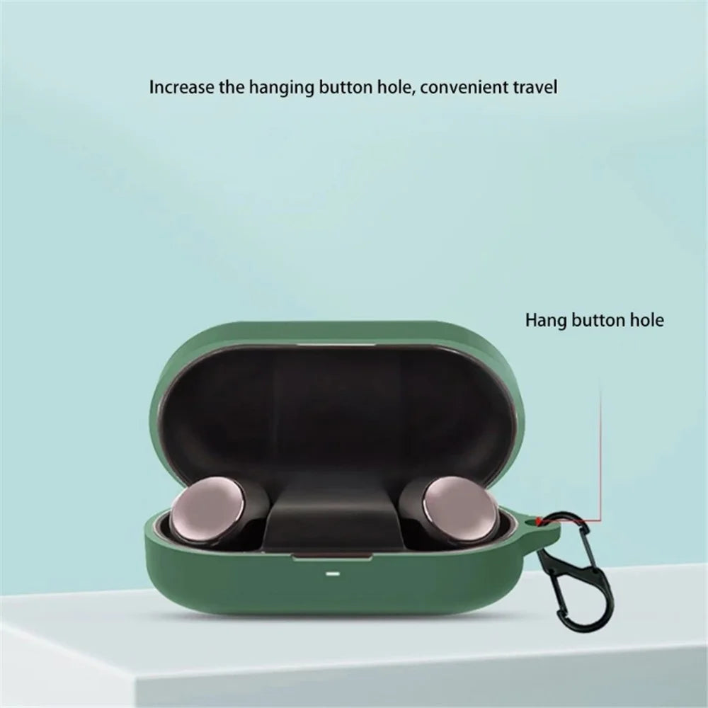 For B&O Beoplay EQ Bluetooth-compatible Earphone Soft Silicone Protective Case Drop-proof Cover with Anti-lost Buckle - Blackish Green - 5