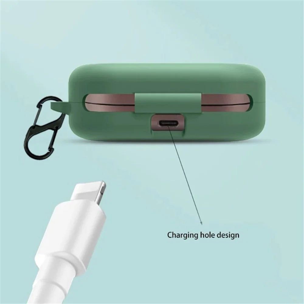 For B&O Beoplay EQ Bluetooth-compatible Earphone Soft Silicone Protective Case Drop-proof Cover with Anti-lost Buckle - Blackish Green - 6