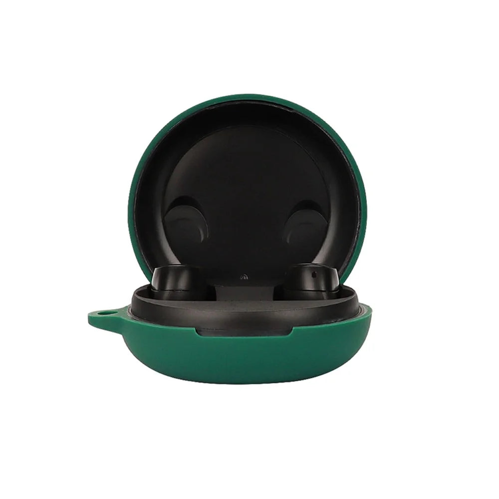 For JBL Free X Silicone Cover Bluetooth-compatible TWS Earphone Protective Sleeve Case with Anti-lost Buckle - Blackish Green - 2