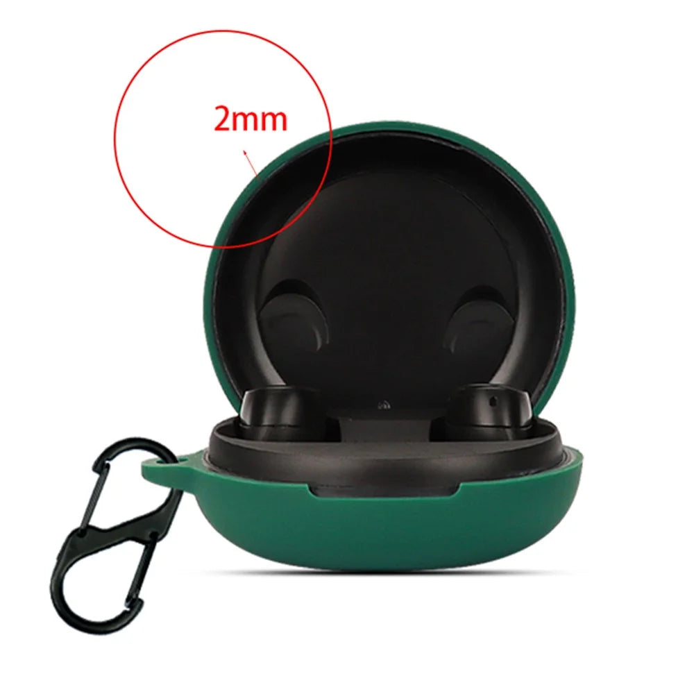 For JBL Free X Silicone Cover Bluetooth-compatible TWS Earphone Protective Sleeve Case with Anti-lost Buckle - Blackish Green - 4