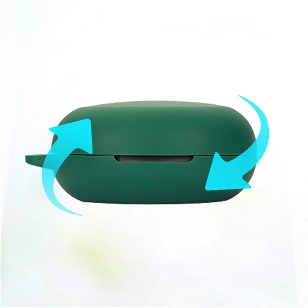 For JBL Free X Silicone Cover Bluetooth-compatible TWS Earphone Protective Sleeve Case with Anti-lost Buckle - Blackish Green - 5