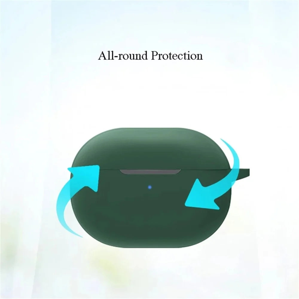 For Soundpeats Free2 Classic Anti-drop Silicone Cover Bluetooth-compatible TWS Earphone Protective Sleeve Case with Anti-lost Buckle - Dark Blue - 4