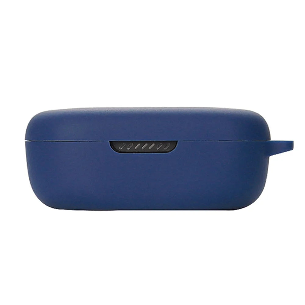 For JBL QUANTUM TWS Bluetooth-compatible Headphone Silicone Case Earphone Protective Cover with Hanging Buckle - Dark Blue - 1