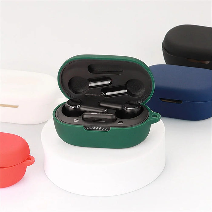 For JBL QUANTUM TWS Bluetooth-compatible Headphone Silicone Case Earphone Protective Cover with Hanging Buckle - Dark Blue - 2