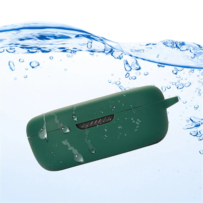 For JBL QUANTUM TWS Bluetooth-compatible Headphone Silicone Case Earphone Protective Cover with Hanging Buckle - Dark Blue - 3