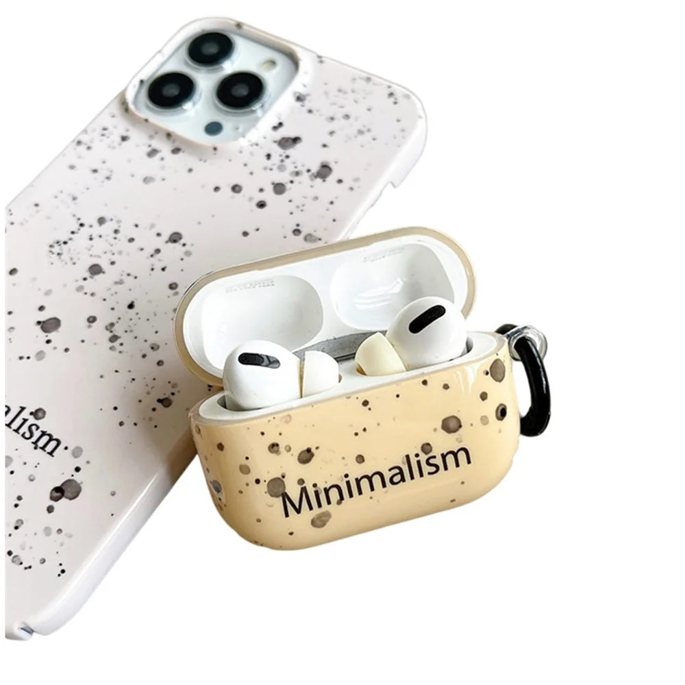 For Apple AirPods Pro Ink Style Dot IMD Anti-Drop Case Portable Bluetooth-compatible Earbuds Soft TPU Cover with Buckle - 1