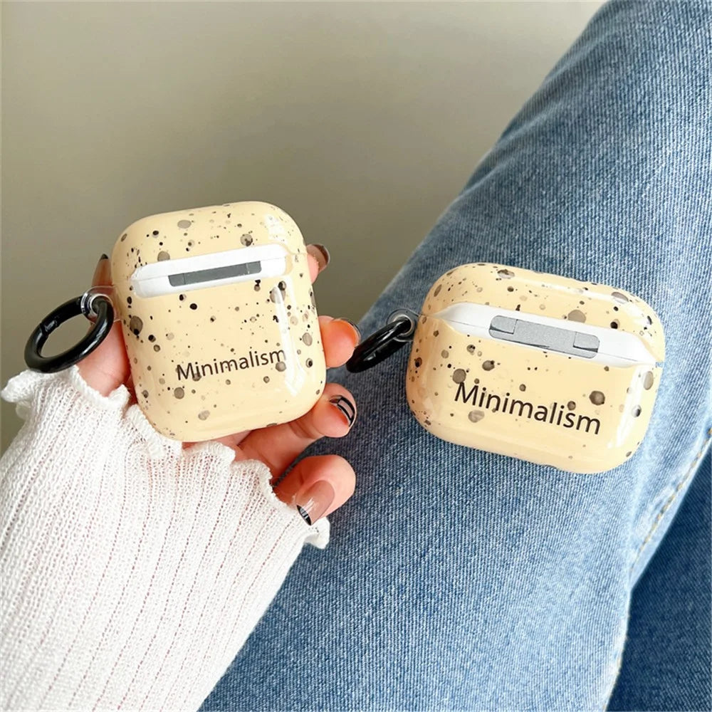 For Apple AirPods Pro Ink Style Dot IMD Anti-Drop Case Portable Bluetooth-compatible Earbuds Soft TPU Cover with Buckle - 3