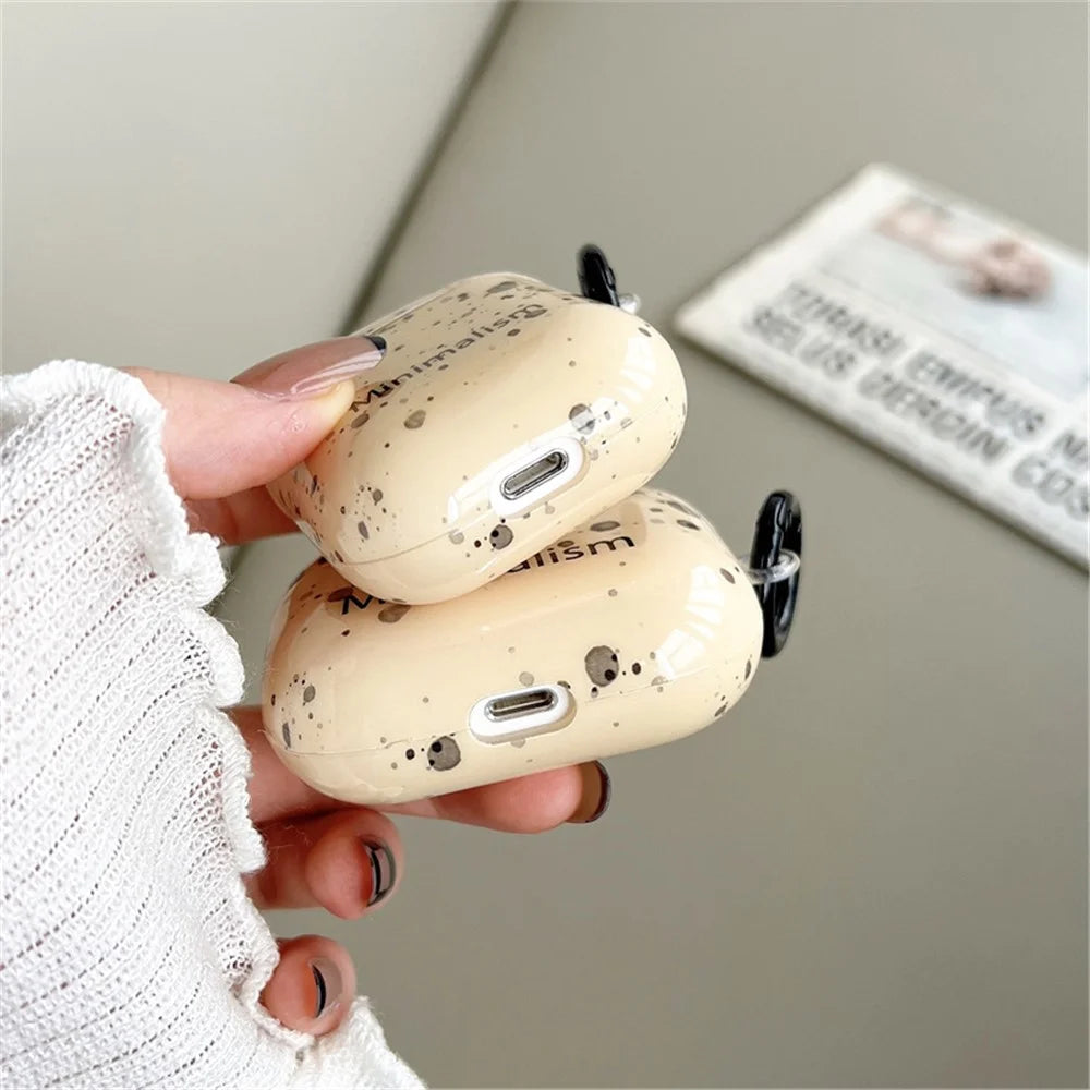 For Apple AirPods Pro Ink Style Dot IMD Anti-Drop Case Portable Bluetooth-compatible Earbuds Soft TPU Cover with Buckle - 5