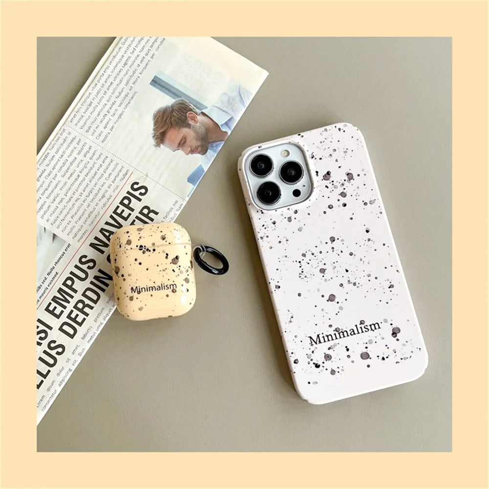 For Apple AirPods with Charging Case (2016)  /  (2019)  /  AirPods with Wireless Charging Case (2019) Anti-Drop Cover Ink Style Dot IMD Portable Earbuds TPU Cover with Buckle - 3