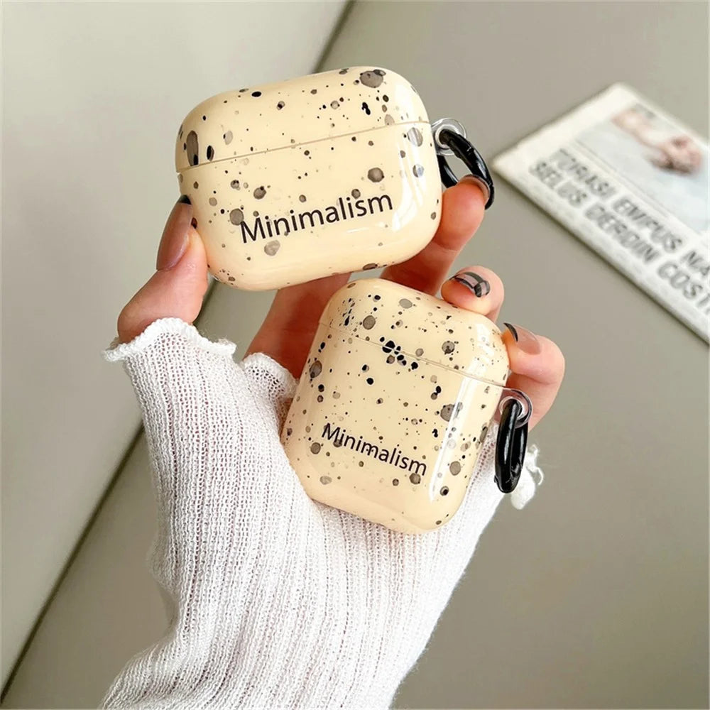 For Apple AirPods 3 Protective Cover Ink Style Dot IMD + TPU Cover Portable Earbuds Case with Buckle - 7