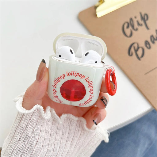 For Apple AirPods with Charging Case (2016)  /  (2019)  /  AirPods with Wireless Charging Case (2019) Anti-Fall Cover Sugar Pattern IMD + TPU Earbuds Case with Buckle - 2