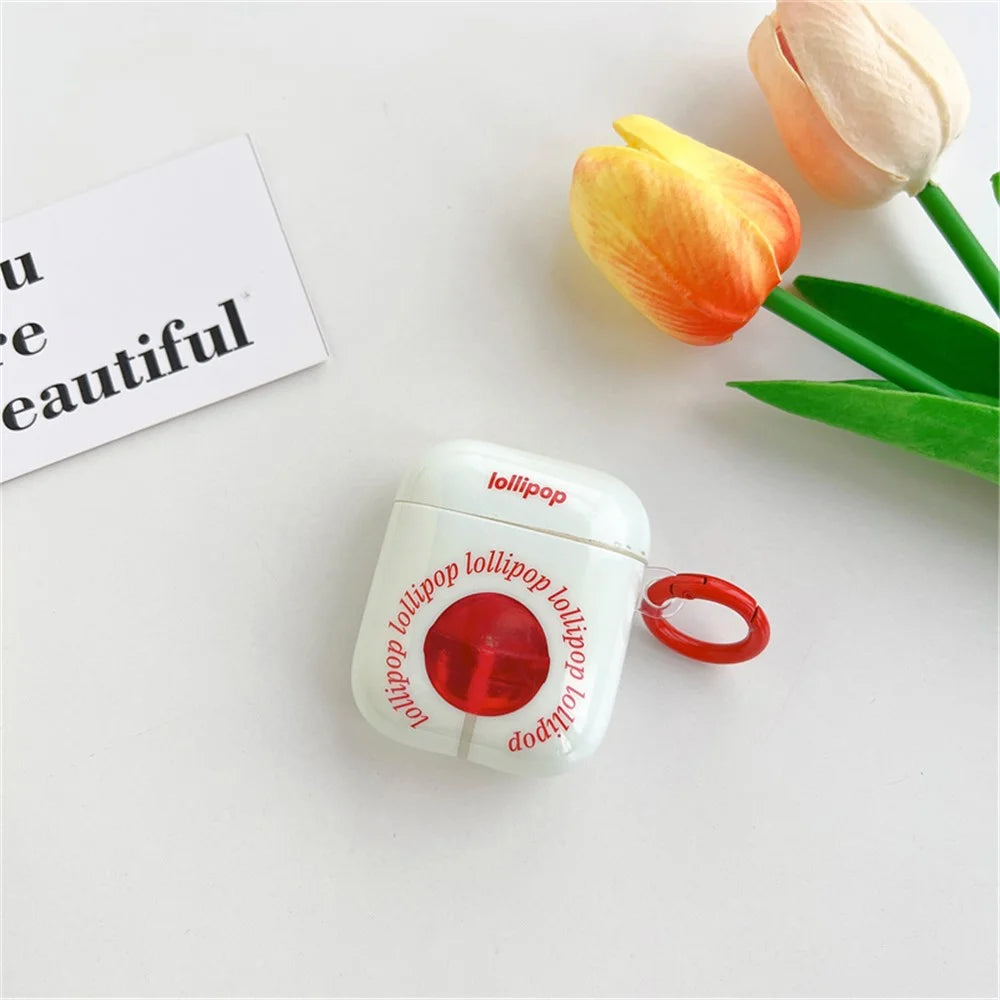 For Apple AirPods with Charging Case (2016)  /  (2019)  /  AirPods with Wireless Charging Case (2019) Anti-Fall Cover Sugar Pattern IMD + TPU Earbuds Case with Buckle - 4