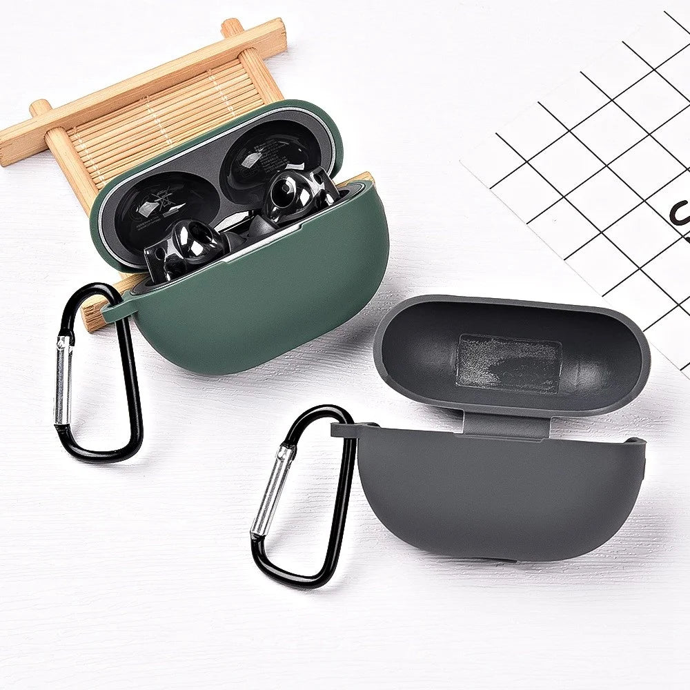 Silicone Case for Huawei FreeBuds Pro 2 All-inclusive Protection Earphone Case Bluetooth-compatible Headset Cover with Anti-Lost Buckle - Black - 6