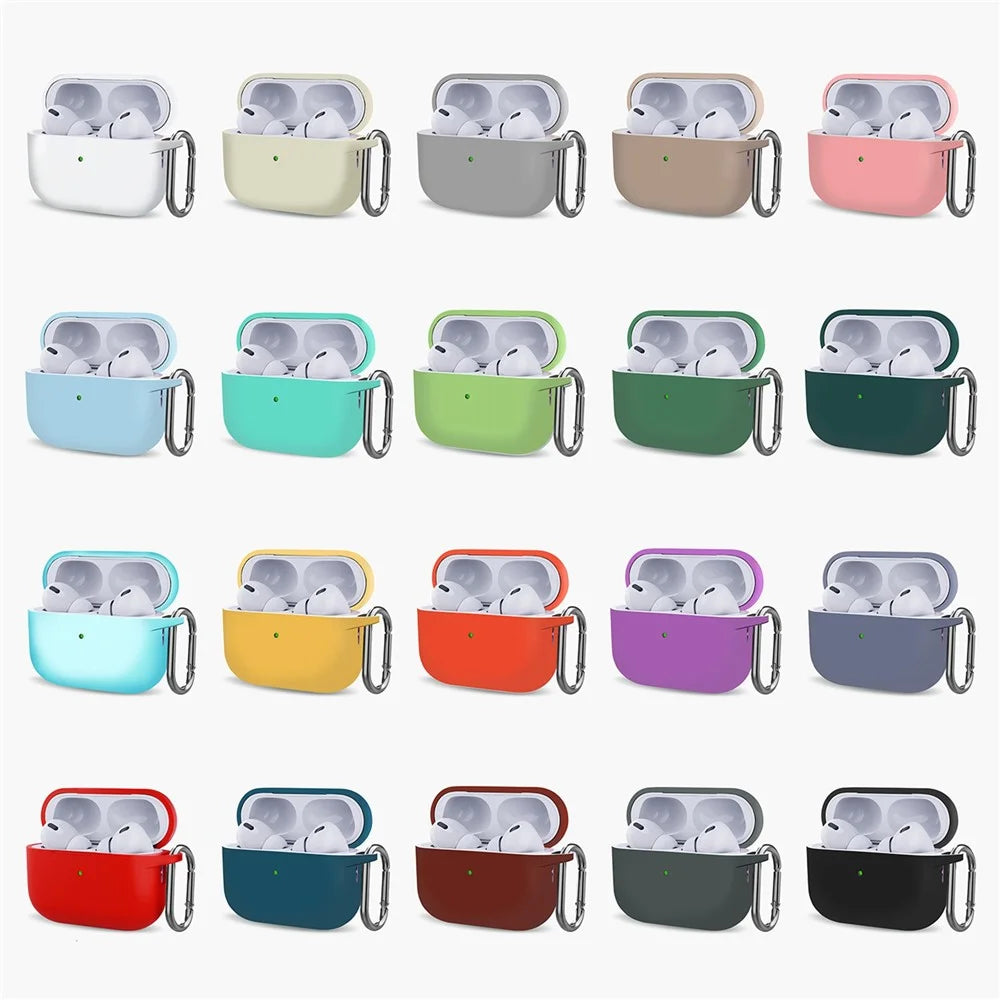 For AirPods Pro (Gen 2) (USB-C) / AirPods Pro 2 Bluetooth-compatible Earphone Silicone Case One-Piece Thickened Headphone Earbud Protective Cover with Anti-lost Buckle - White - 2
