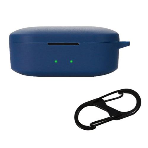 Anti-shock Protection Case for QCY T2C Earphone Charging Box, Silicone Headset Soft Cover with Anti-Lost Buckle - Dark Blue - 1