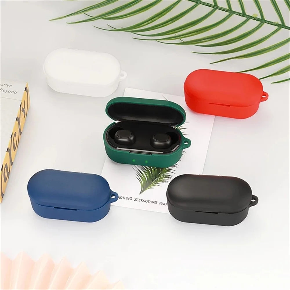 Anti-shock Protection Case for QCY T2C Earphone Charging Box, Silicone Headset Soft Cover with Anti-Lost Buckle - Dark Blue - 3