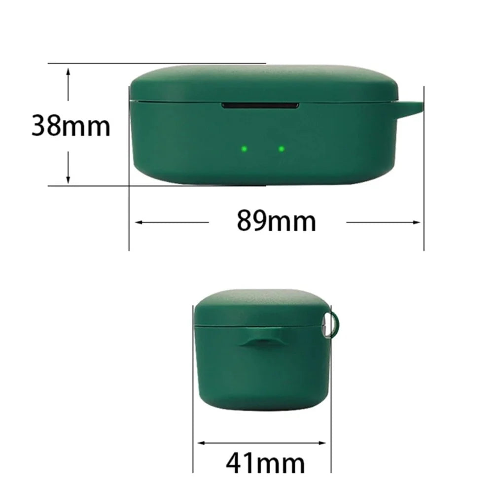Anti-shock Protection Case for QCY T2C Earphone Charging Box, Silicone Headset Soft Cover with Anti-Lost Buckle - Dark Blue - 4