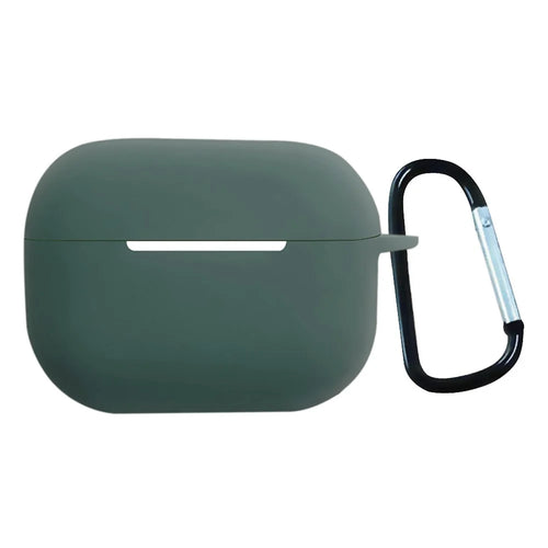 For AirPods Pro 2 1.3mm Soft Silicone Bluetooth-compatible Earphones Protective Case Anti-Fall Cover with Anti-Lost Buckle - Midnight Green - 1